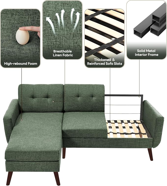 Kingfun L Shaped Couch, Sectional Couches, 3 Seater Sofas - Image 6