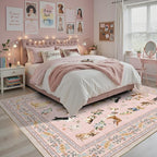 Pink Dogs Animal Area Rug 5x7 for Living Room Bedroom | Ultra-Thin;Boho Style; - Image 5