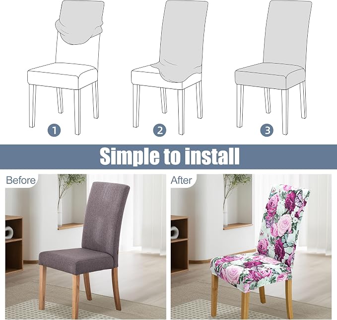 BIETYONE Stretch Dining Chair Covers Set of 2, Soft Removable Washable Kitchen - Image 4