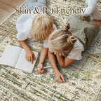 Soalmost 9x12 Area Rugs for Living Room Washable Rug Non-Slip Olive Beige | - Image 3
