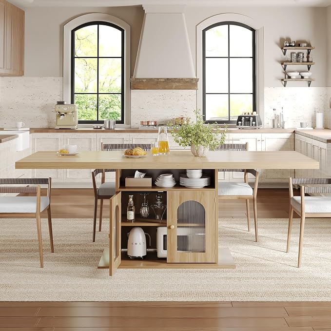 HSH Dining Table for 4–6, 63 Inch Wood Farmhouse Kitchen Table - Image 3