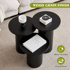 Round Side Tables Set of 3, Circle Modern Fluted Nesting Coffee Table, Accent - Image 3