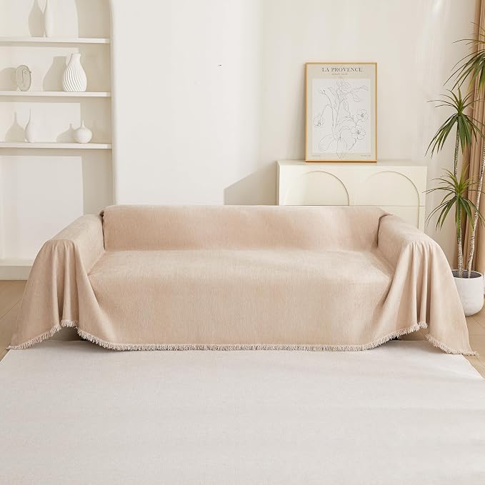 MYSKY HOME Khaki Sectional Sofa Covers Chenille Couch Cover - Image 7