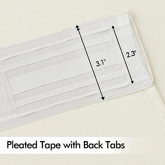 MIULEE Cream Back Tab Blackout Curtains 52x96 Inch Long 2 Panels Set | Rod - Image 4