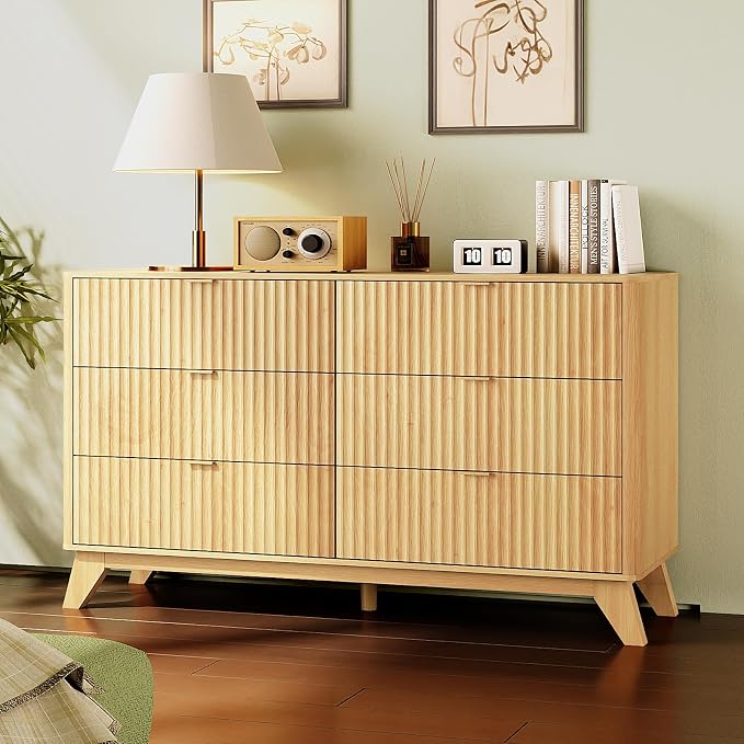 VINGLI Fluted Dresser for Bedroom, 6 Drawer Dresser - Image 9