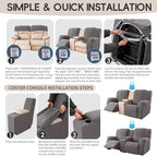 Recliner Loveseat Covers with Console, 6-Piece Stretch Geometric Strokes - Image 8