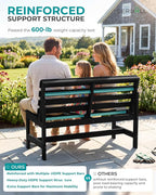 SERWALL Outdoor Bench, All Weather HDPE Outdoor Benches, 2-Person Armless Porch - Image 4