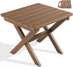 SERWALL Folding Outdoor Side Table, HDPE Adirondack End Table, No Assembly by SERWALL