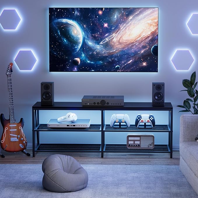 55 inch TV Stand with 3-Tier Open Shelf, Entertainment Center with Power - Image 4
