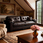 Faux Leather Sofa, Mid Century Modern Leather Upholstered Deep Loveseats by FaratiHome