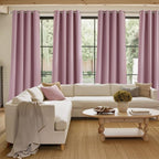 NICETOWN Faux Linen Pink Blackout Curtains 84 inches Long - Image 4