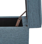 Adeco 17" Square Ottoman with Storage, Small Blue Storage Ottoman Foot Rest - Image 9