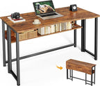 Huuger Folding Desk with Storage Shelf, 39.3 Inch Foldable Computer Table by Huuger