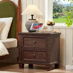 SAVOR LIFE Farmhouse Nightstand Set of 2, Rustic Low Nightstands - Image 5