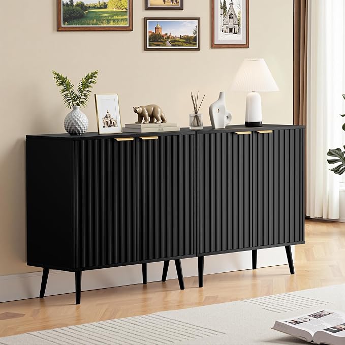 Fluted Buffet Cabinet Sideboard, Storage Cabinet, Modern Accent Cabinet Console - Image 3