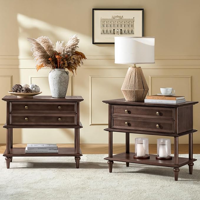 HULALA HOME Farmhouse Nightstand Set of 2 by HULALAHOME