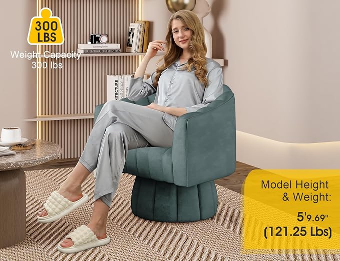 Dewhut Swivel Accent Chair, 360° Swivel Barrel Chair - Image 3