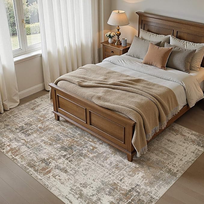 DMOYEST Area Rug Living Room Rugs 5x7 Washable Abstract Carpet | Neutral Modern - Image 9