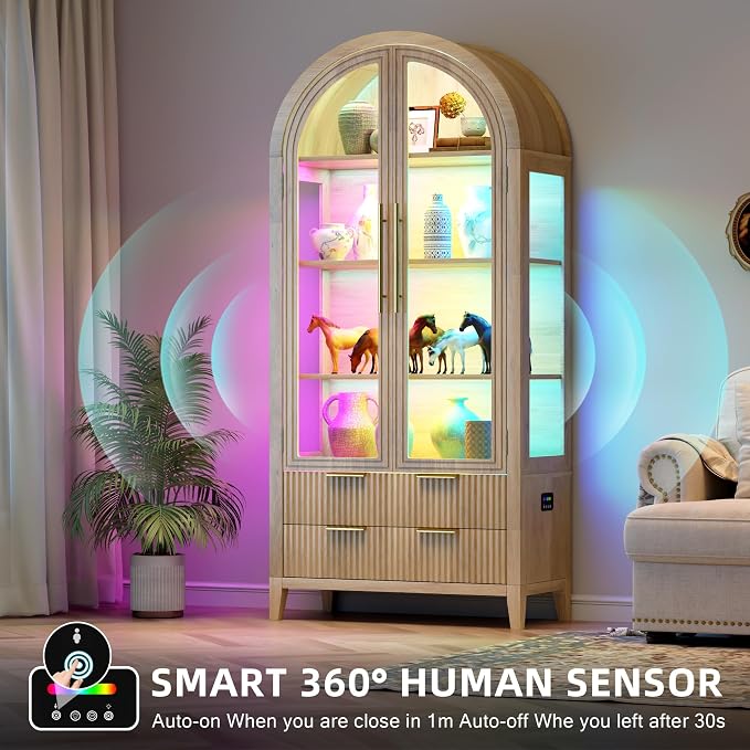 Vlsrka 71" Arched RGB Curio Cabinet - Image 7
