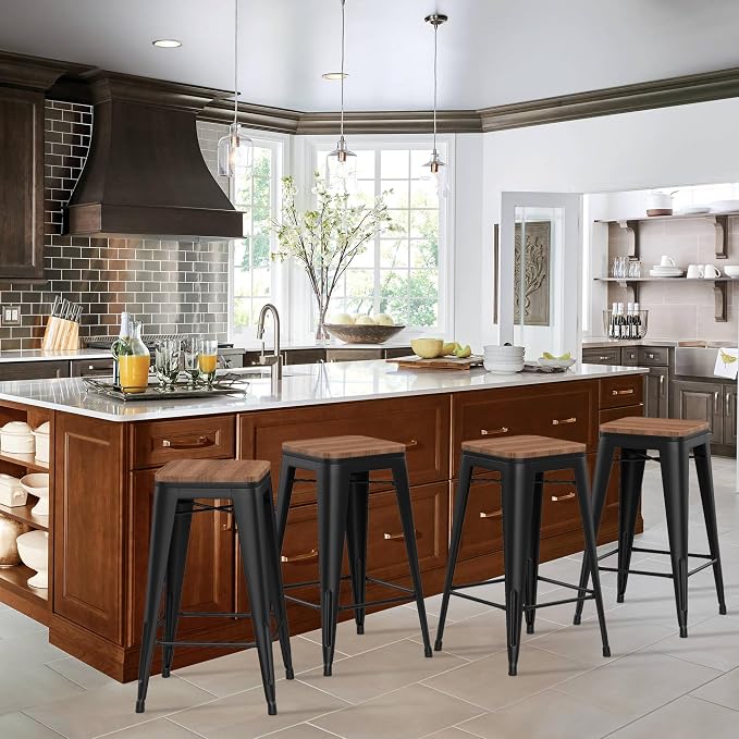 HAOBO Home 26" Backless Metal Counter Stool Height Bar Stools Barstools by HAOBOHOME