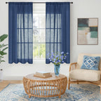 BGment Navy Blue Linen Curtains 54 Inch Length - Image 2