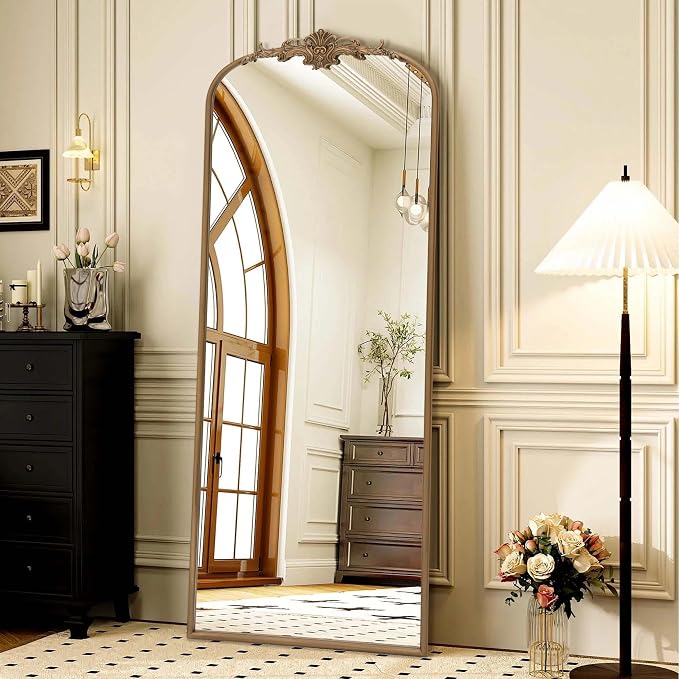 Besdomus Vintage Mirror Full Length: 21x56 French Gold Arched Full Body Mirror by Besdomus