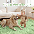 6x9 Fluffy Shag Area Rugs for Living Room Bedroom: Soft Carpet Mint Green | - Image 4