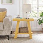 Roundhill Furniture Athens Contemporary Wood Shelf Side Table in Yellow - Image 3