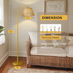 Oneach Arc Floor Lamp for Living Room, Rattan Boho Floor Lamp - Image 3