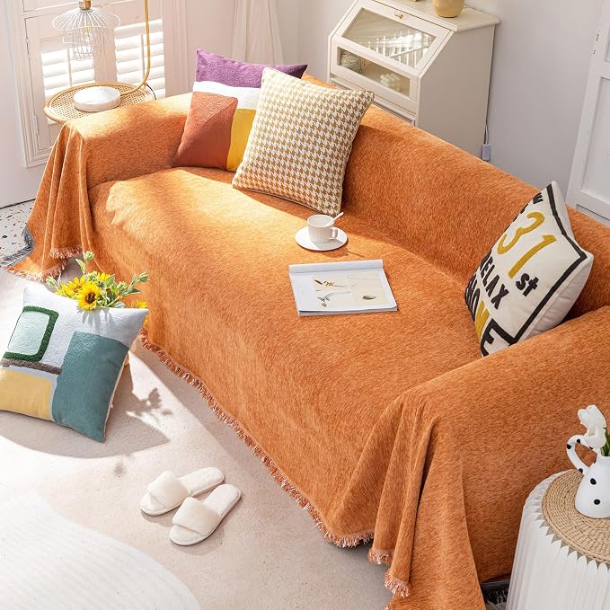 VClife Couch Cover Bohemian Orange Sofa Covers - Image 8