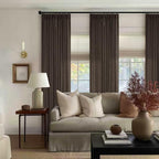 Dark Chocolate 84 Inch Pinch Pleated Semi Sheer Linen Curtains 2 Panels | - Image 7