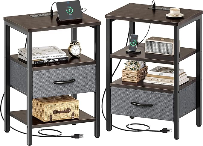 SUPERJARE Nightstand Set of 2, Bed Side Tables by SUPERJARE