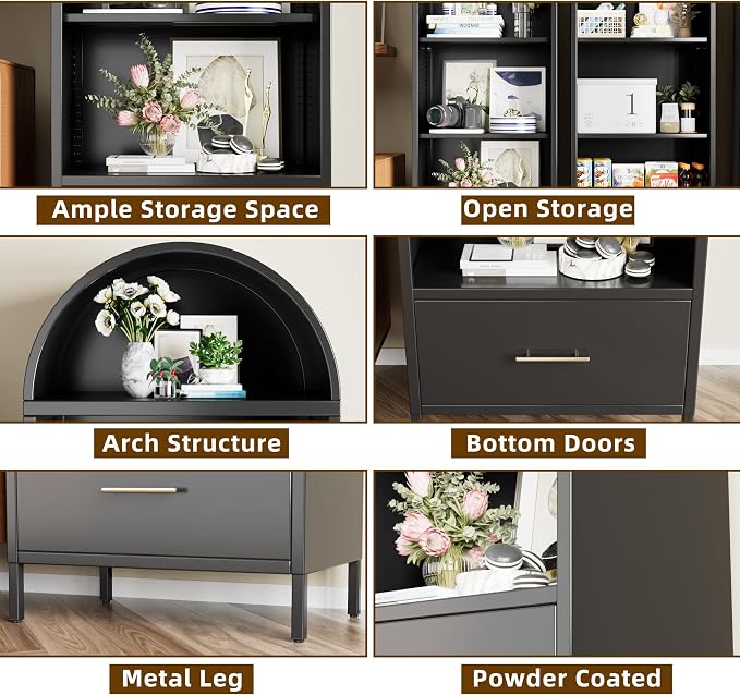 VEXPOR 73" Tall Arched Bookcase - Image 7