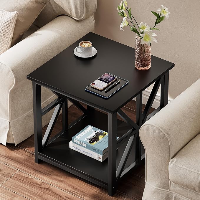 GreenForest End Table with 2-Tier Storage Shelf, 19.7 inch Side Table - Image 2