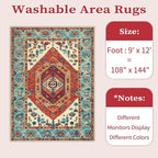 SERISSA 9x12 Washable Non Slip Boho Area Rug - Image 6