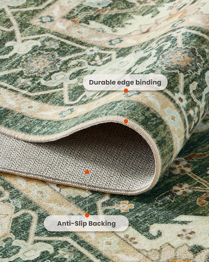 AMADA HOMEFURNISHING 2x3 Washable Entry Rug, Vintage Distress Print Pattern - Image 4