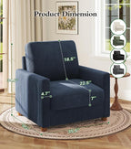 Kidirect 35.5in Oversized Accent Chair, Corduroy Reading Chair - Image 2