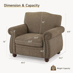 ONBRILL Nailhead Trim Armchair, Rolled Arm Accent Chair - Image 2