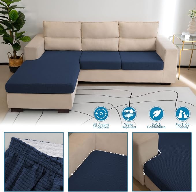 Water Repellent Sectional Couch Covers L Shape, Stretch Sofa Seat Cushion - Image 2