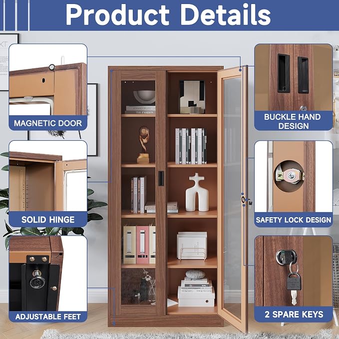 Display Cabinet with Glass Doors, Display Case Cabinet - Image 5