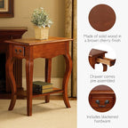 Leick Home 9018-BR One Drawer French Cabriole Leg Side Table - Image 6