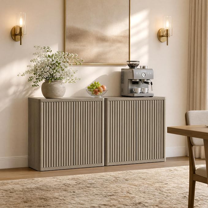 SICOTAS Buffet Cabinet with Storage 138.4" Sideboard Accent Modern Credenza - Image 5