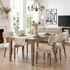 HNY Mid Century Modern Dining Chairs Set of 4, Farmhouse Linen Fabric - Image 7