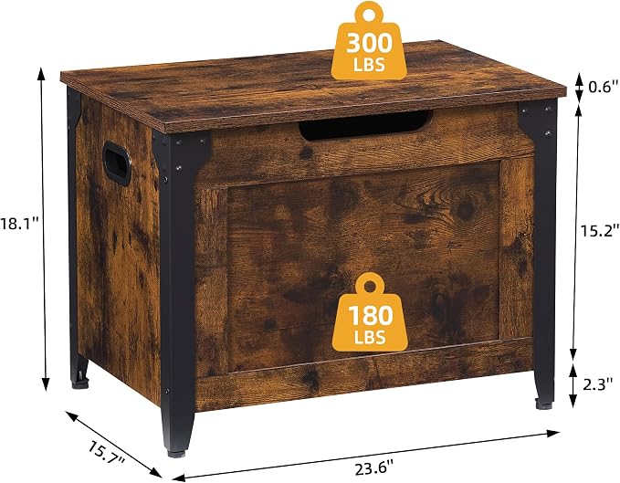 IDEALHOUSE Storage Bench, 23.6" Retro Wooden Storage Chest - Image 3