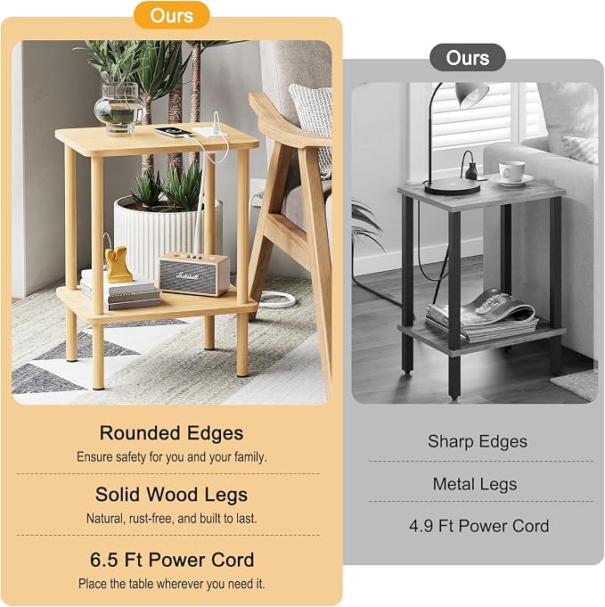 Apicizon 2 Tier End Table Set of 2, Small Side Table - Image 7