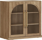 BELLEZE Modular Sideboard with Arched Glass Door, Accent Display Buffet Cabinet - Image 8