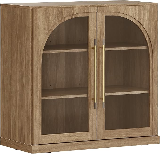 BELLEZE Modular Sideboard with Arched Glass Door, Accent Display Buffet Cabinet - Image 8