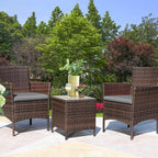 Greesum 3 Pieces Patio Furniture Sets Outdoor PE Rattan Wicker Chairs - Image 2