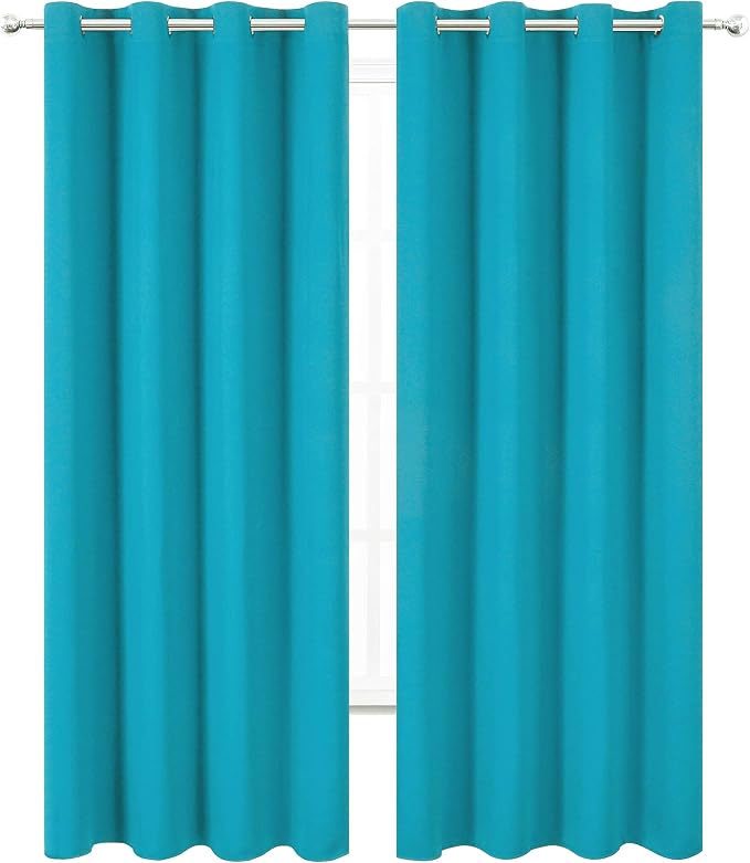 Teal Thermal Blackout Curtains/52 x 95 Inch/Set of 2 Panels Room Darkening - Image 2