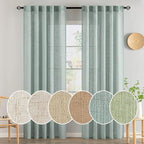 MIULEE Sea Green Linen Curtains 37x84 Inch Length by MIULEE